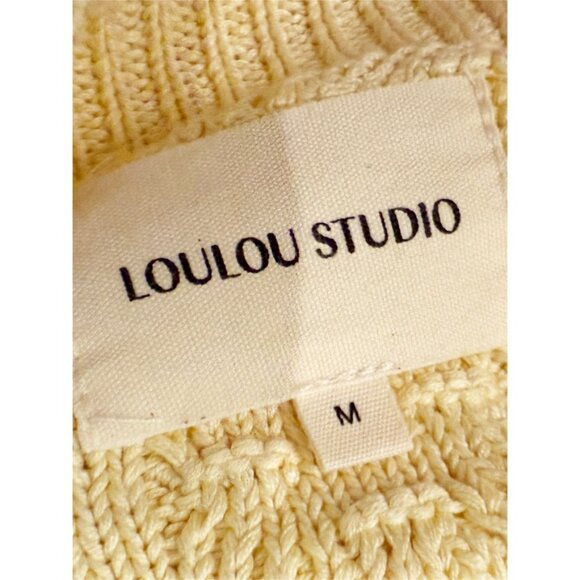 REVOLVE Loulou Studio Paris butter yellow knit crop top midi silk & linen yarn M - Picture 4 of 9